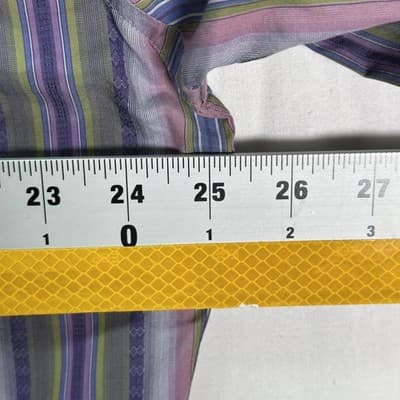 Robert Graham Shirt Mens 2XL Pink Purple Striped Silk Trim Long Sleeve Flip Cuff - Thumbnail 11