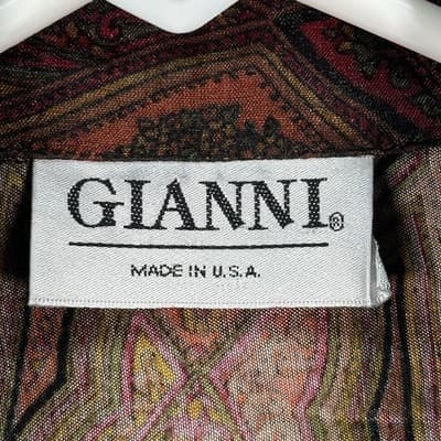 Vintage Gianni Shirt Womens Medium Multicolor Paisley Long Sleeve Button Up USA - Thumbnail 5