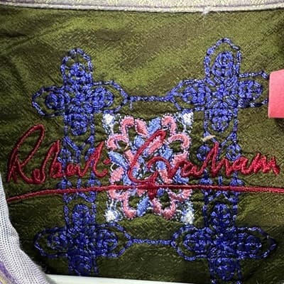 Robert Graham Shirt Mens 2XL Pink Purple Striped Silk Trim Long Sleeve Flip Cuff - Thumbnail 6