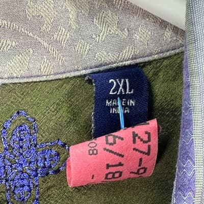 Robert Graham Shirt Mens 2XL Pink Purple Striped Silk Trim Long Sleeve Flip Cuff - Thumbnail 7