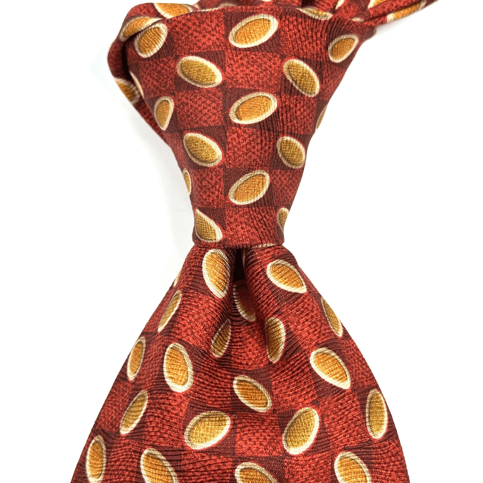 Ermenegildo Zegna 100% Silk Tie Mens Red Orange Geometric Medallions Italy EUC - Image 1