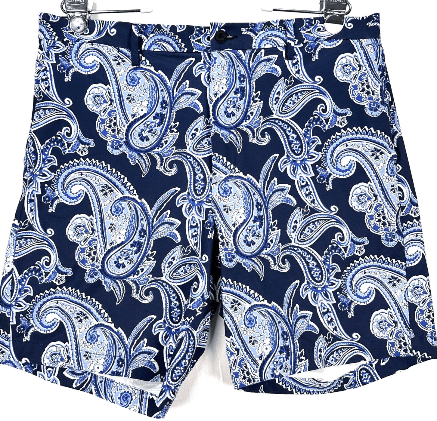 Polo Ralph Lauren Swim Shorts Men 35 Navy Paisley Stretch Trunks Straight Fit 8” - Image 1