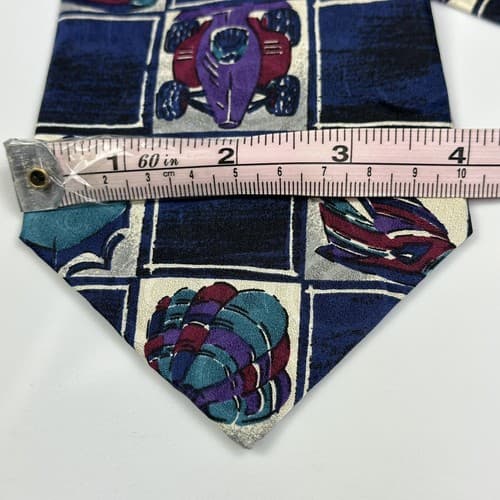 Vintage Guess Georges Marciano Mens 100% Silk Tie Race Car Horse Cowboy USA - Thumbnail 8