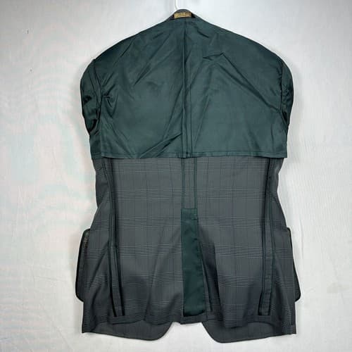 Vintage LL Bean Travel Blazer Mens 40 R Glen Plaid Sport Coat Green Blue USA - Thumbnail 10