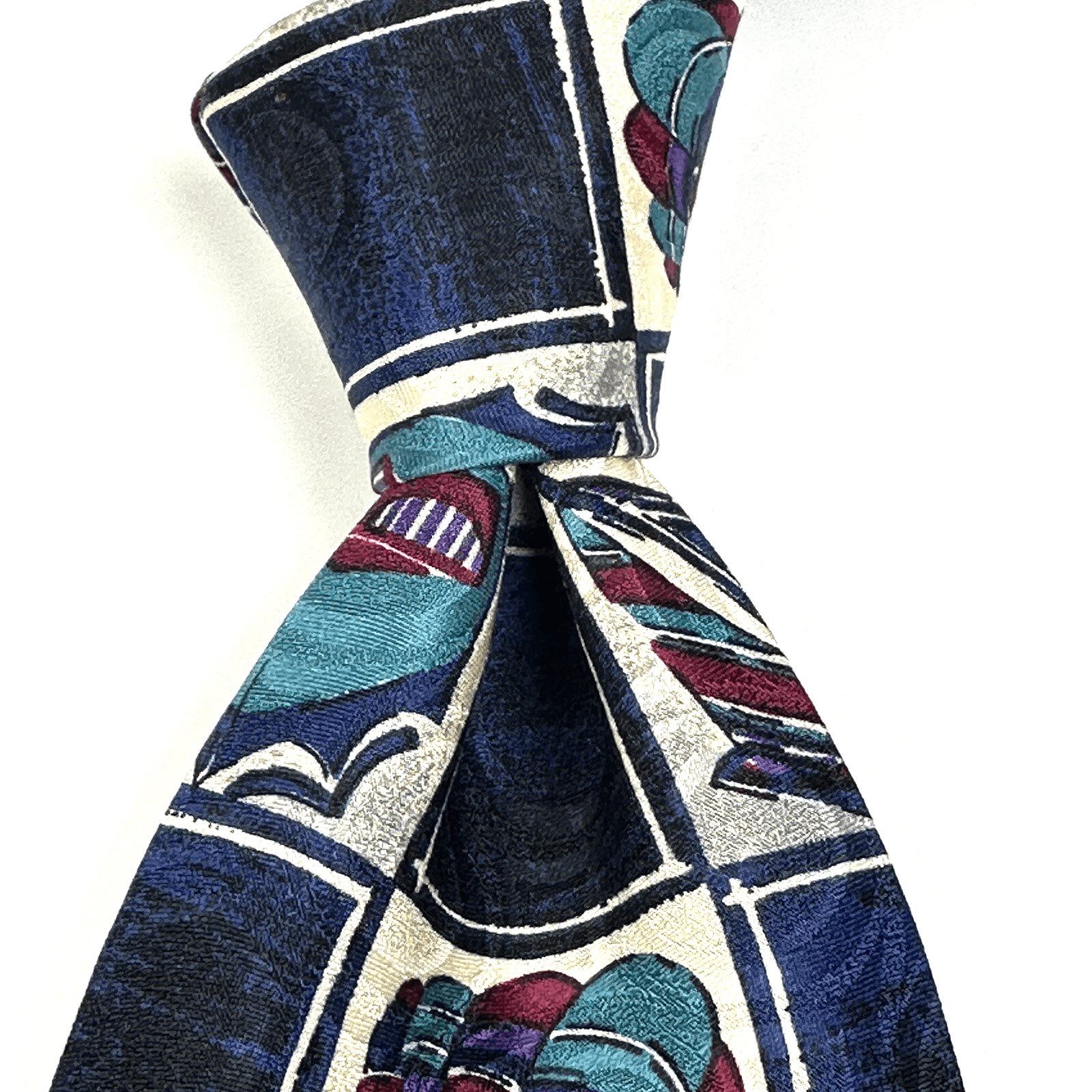 Vintage Guess Georges Marciano Mens 100% Silk Tie Race Car Horse Cowboy USA - Thumbnail 3