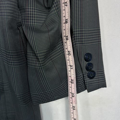 Vintage LL Bean Travel Blazer Mens 40 R Glen Plaid Sport Coat Green Blue USA - Thumbnail 12