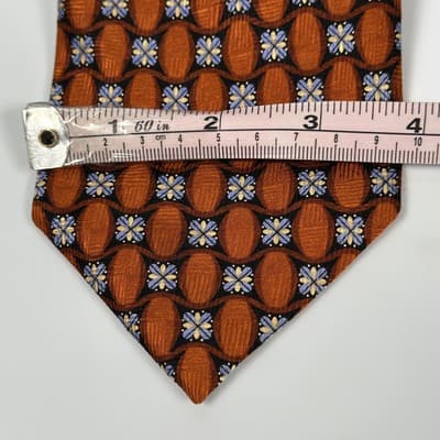 J.Z. Richards Nordstrom Mens Silk Tie Geometric Floral Necktie Orange Long USA - Thumbnail 7