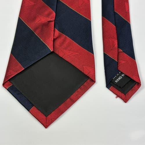 WOLFMARK 100% Silk Mens Tie Red Navy Striped Designer Necktie Vintage - Thumbnail 7