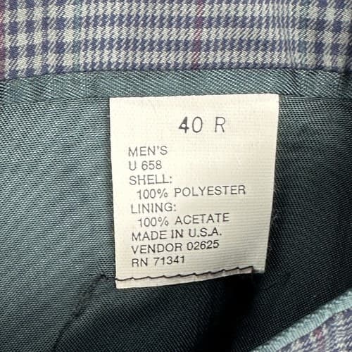 Vintage LL Bean Travel Blazer Mens 40 R Glen Plaid Sport Coat Green Blue USA - Thumbnail 9