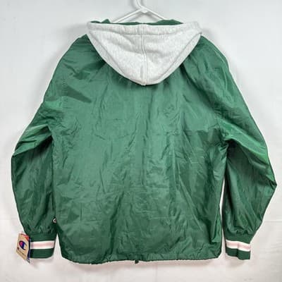 NEW Champion Jacket Mens XL Green Hooded Snap Front Varsity Windbreaker V75387 - Thumbnail 2