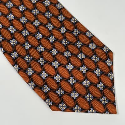 J.Z. Richards Nordstrom Mens Silk Tie Geometric Floral Necktie Orange Long USA - Thumbnail 3