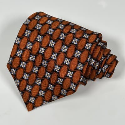 J.Z. Richards Nordstrom Mens Silk Tie Geometric Floral Necktie Orange Long USA - Thumbnail 2