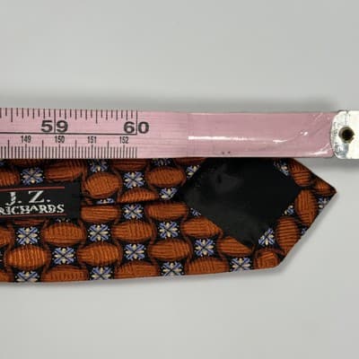 J.Z. Richards Nordstrom Mens Silk Tie Geometric Floral Necktie Orange Long USA - Thumbnail 8