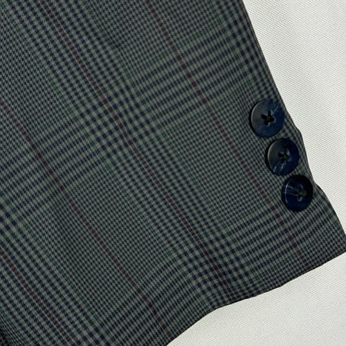 Vintage LL Bean Travel Blazer Mens 40 R Glen Plaid Sport Coat Green Blue USA - Thumbnail 6