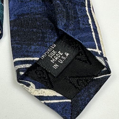 Vintage Guess Georges Marciano Mens 100% Silk Tie Race Car Horse Cowboy USA - Thumbnail 7