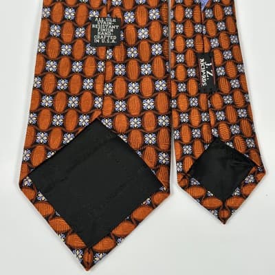J.Z. Richards Nordstrom Mens Silk Tie Geometric Floral Necktie Orange Long USA - Thumbnail 5