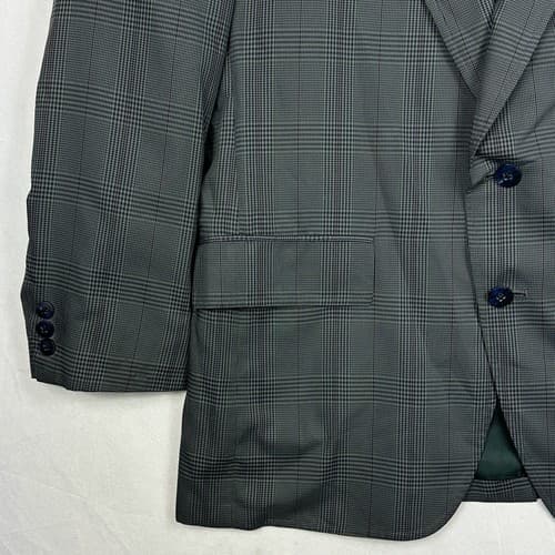 Vintage LL Bean Travel Blazer Mens 40 R Glen Plaid Sport Coat Green Blue USA - Thumbnail 5