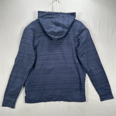PrAna Hoodie Mens Medium Blue Striped Knit Pullover Sweatshirt Organic Cotton - Thumbnail 2