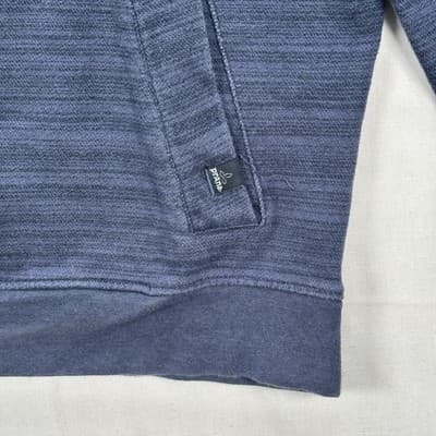 PrAna Hoodie Mens Medium Blue Striped Knit Pullover Sweatshirt Organic Cotton - Thumbnail 3
