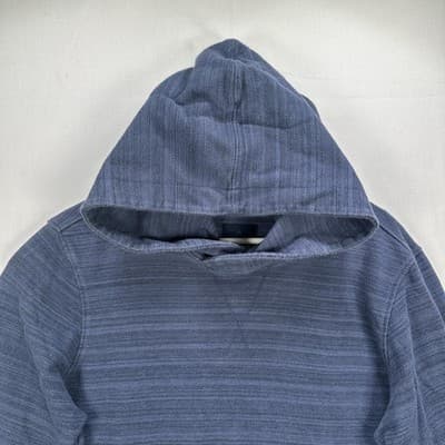 PrAna Hoodie Mens Medium Blue Striped Knit Pullover Sweatshirt Organic Cotton - Thumbnail 4
