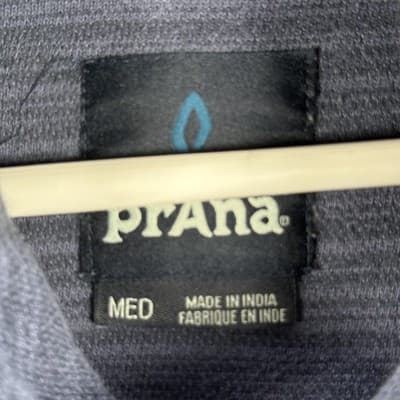 PrAna Hoodie Mens Medium Blue Striped Knit Pullover Sweatshirt Organic Cotton - Thumbnail 5