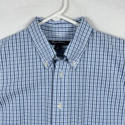 Brooks Brothers Oxford Shirt Boys Large Seersucker Blue Check Plaid Button Down - Thumbnail 4