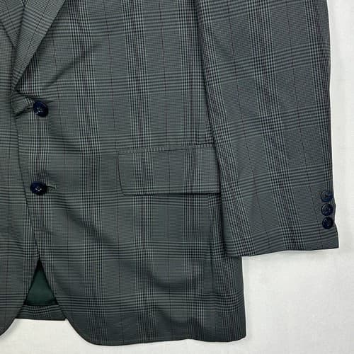 Vintage LL Bean Travel Blazer Mens 40 R Glen Plaid Sport Coat Green Blue USA - Thumbnail 4