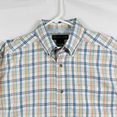Ariat Western Oxford Shirt Mens Large Multicolor Plaid Long Sleeve Button Down - Thumbnail 4