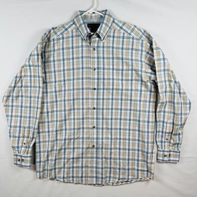 Ariat Western Oxford Shirt Mens Large Multicolor Plaid Long Sleeve Button Down - Thumbnail 3