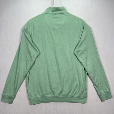 Peter Millar 1/4 Zip Golf Sweater Mens Medium Green Melange Interlock Pullover - Thumbnail 3