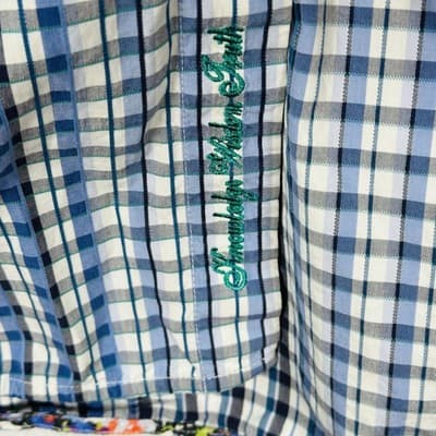 Robert Graham Shirt Men XL Blue Check Plaid Long Sleeve Classic Drinks Flip Cuff - Thumbnail 8