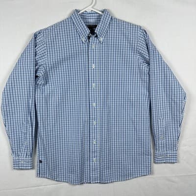 Brooks Brothers Oxford Shirt Boys Large Seersucker Blue Check Plaid Button Down - Thumbnail 2