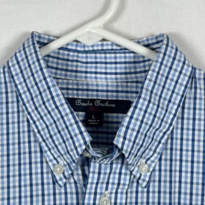 Brooks Brothers Oxford Shirt Boys Large Seersucker Blue Check Plaid Button Down - Thumbnail 5