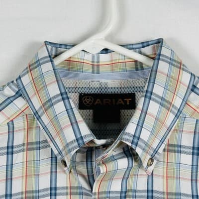 Ariat Western Oxford Shirt Mens Large Multicolor Plaid Long Sleeve Button Down - Thumbnail 5