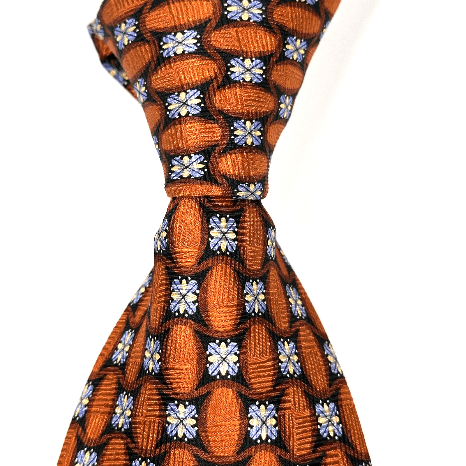 J.Z. Richards Nordstrom Mens Silk Tie Geometric Floral Necktie Orange Long USA - Image 1