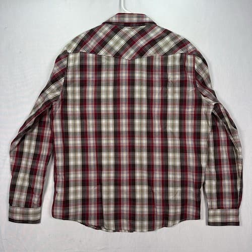 Vintage Levis Pearl Snap Shirt Mens 2XL Red Plaid Long Sleeve Cowboy Rodeo - Thumbnail 3