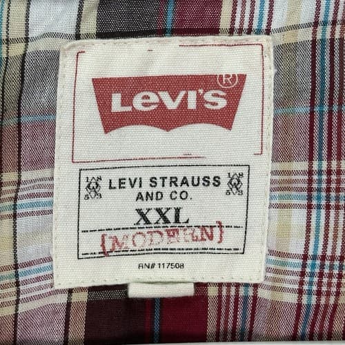 Vintage Levis Pearl Snap Shirt Mens 2XL Red Plaid Long Sleeve Cowboy Rodeo - Thumbnail 5