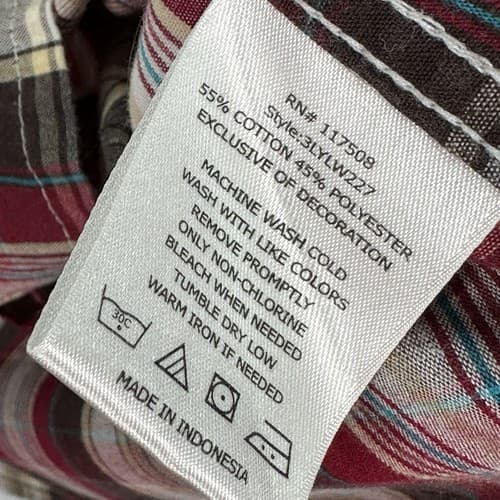 Vintage Levis Pearl Snap Shirt Mens 2XL Red Plaid Long Sleeve Cowboy Rodeo - Thumbnail 6