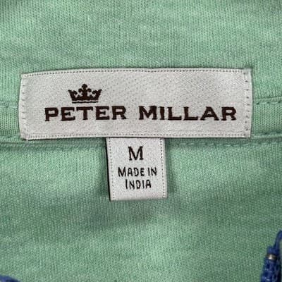 Peter Millar 1/4 Zip Golf Sweater Mens Medium Green Melange Interlock Pullover - Thumbnail 5