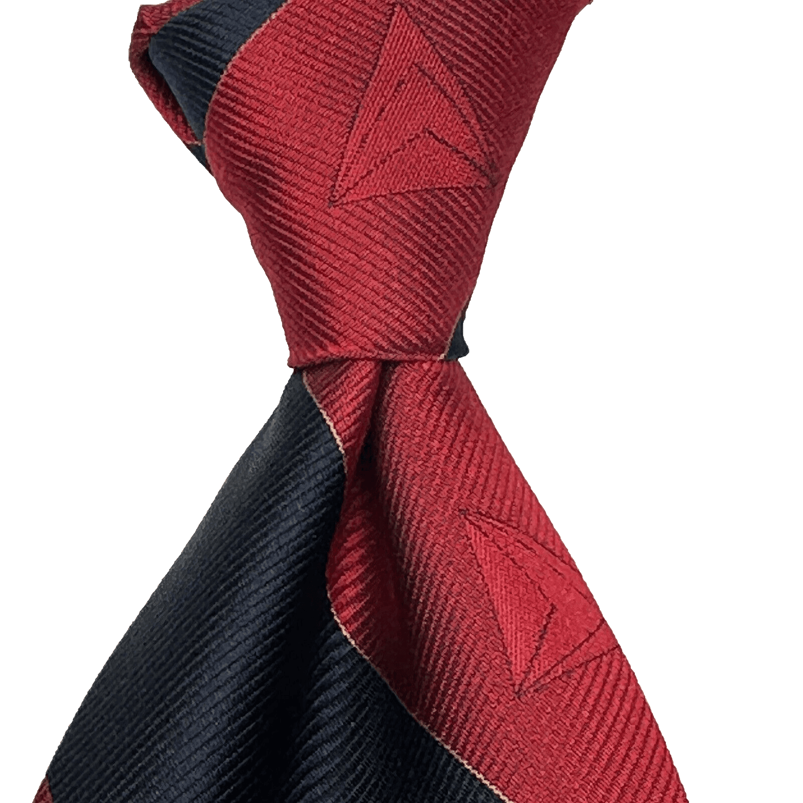 WOLFMARK 100% Silk Mens Tie Red Navy Striped Designer Necktie Vintage - Thumbnail 2