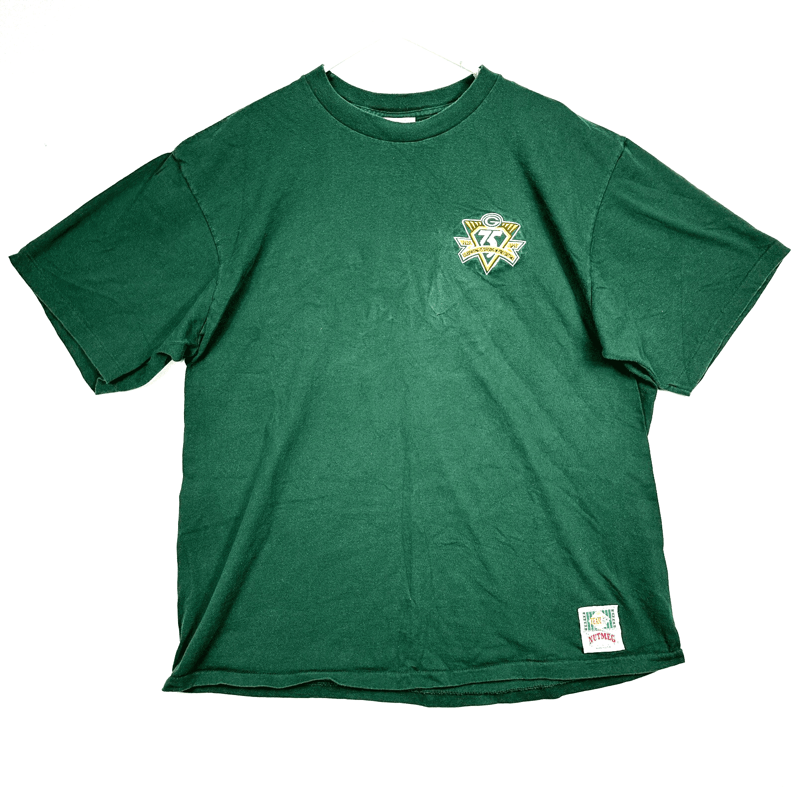 Vintage Nutmeg Green Bay Packers T-shirt Men 2XL Green 1993 75th Anniversary USA - Image 1