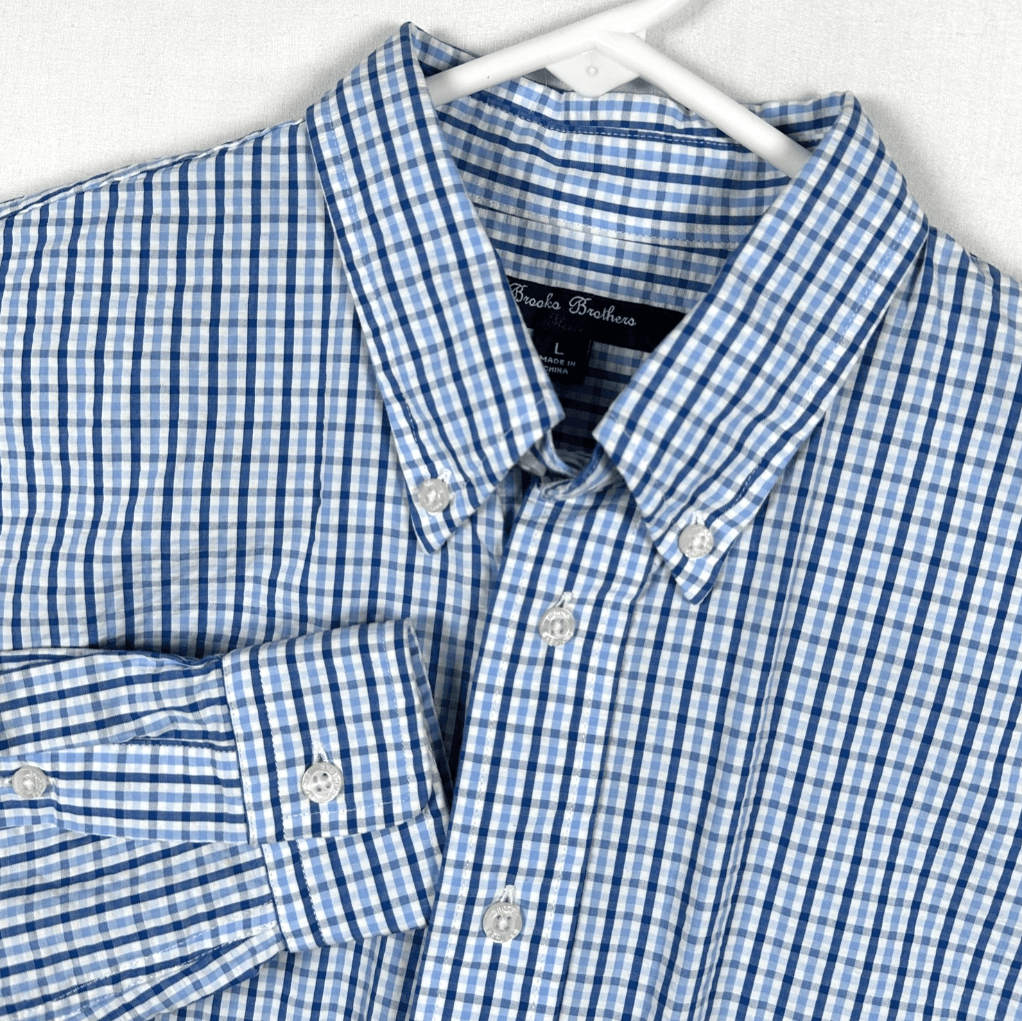 Brooks Brothers Oxford Shirt Boys Large Seersucker Blue Check Plaid Button Down