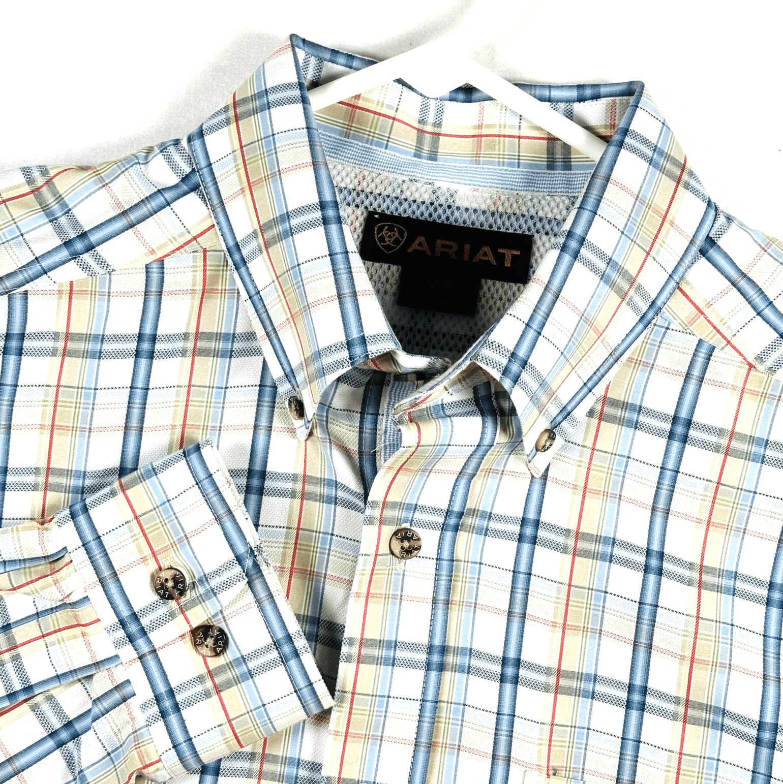 Ariat Western Oxford Shirt Mens Large Multicolor Plaid Long Sleeve Button Down - Image 1