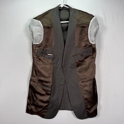 John Varvatos Blazer Mens 42 R Gray Striped Sport Coat 2 Button Double Vent - Thumbnail 5