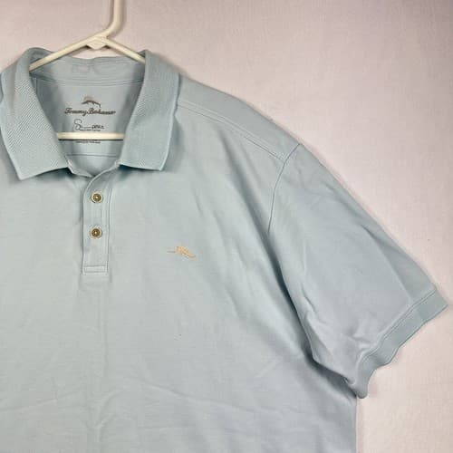Tommy Bahama Supima Polo Shirt Mens 2XL Light Blue Logo Short Sleeve - Thumbnail 5