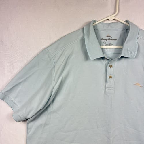 Tommy Bahama Supima Polo Shirt Mens 2XL Light Blue Logo Short Sleeve - Thumbnail 6