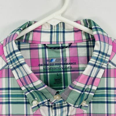 Vineyard Vines On-The-Go Performance Oxford Shirt Mens Large Plaid Button Down - Thumbnail 4