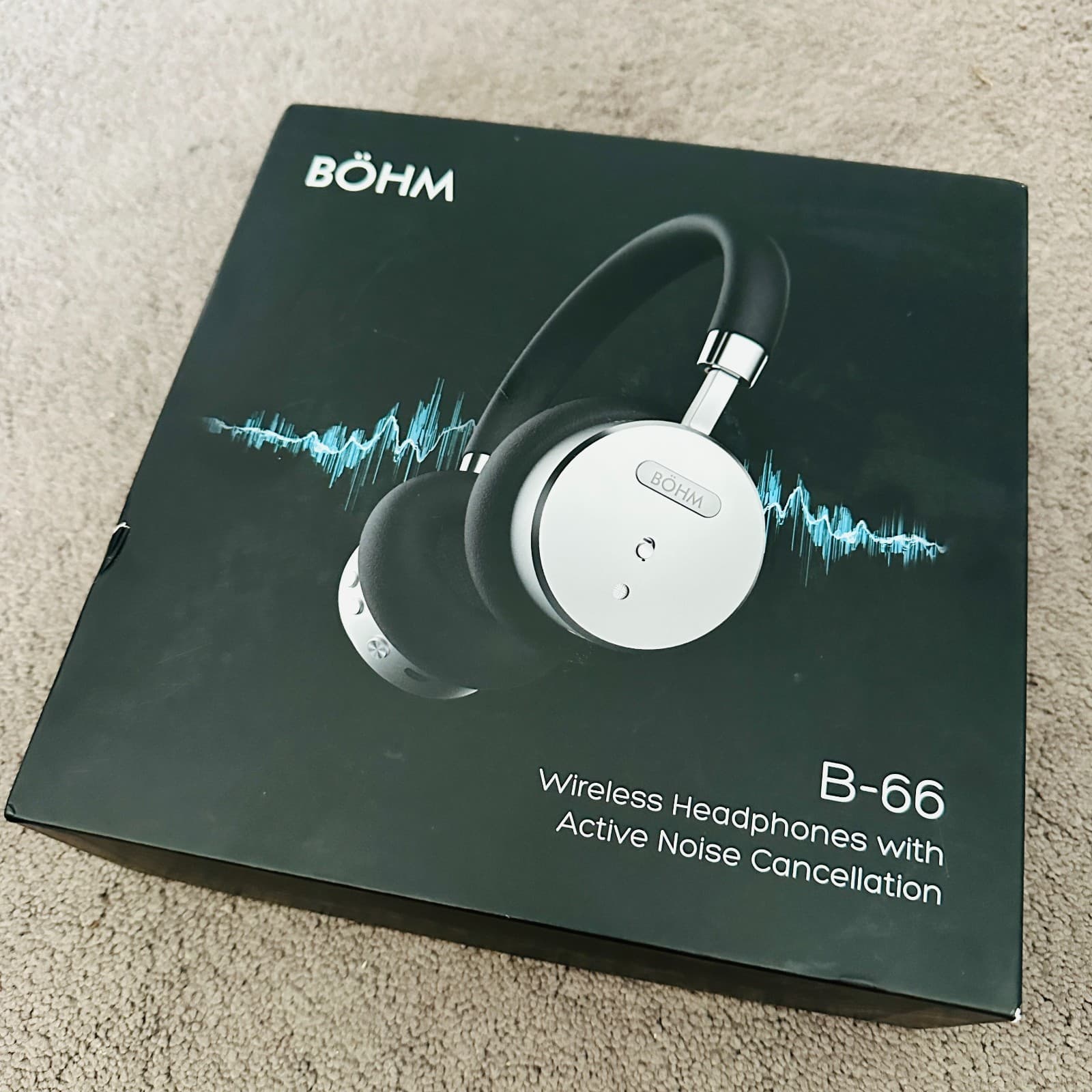 BÖHM BOHM On-Ear Headphones B-66 Silver Black Wireless Noise Cancellation Case