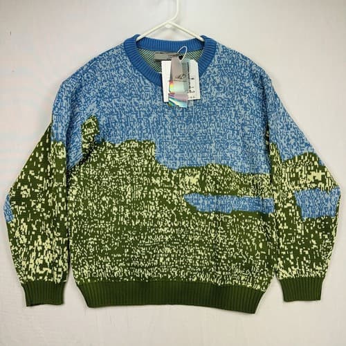 Harsh & Cruel Sweater Adult Small Blue Green Crewneck Have A Good Day 3D NEW - Thumbnail 2