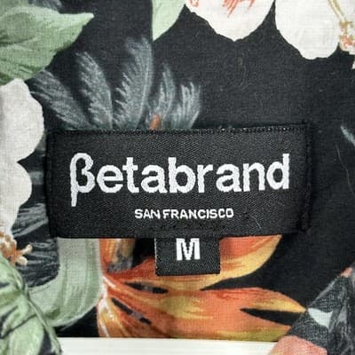 Betabrand Hawaiian Shirt Mens Medium Multicolor Floral Tropical Short Sleeve - Thumbnail 5